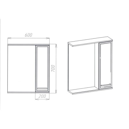 Viant mirror “Milan 60” Right, 160x600x700 mm-4