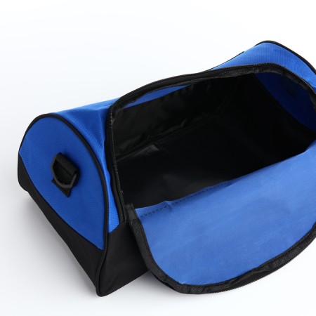 Sports bag with lightning, external pocket, long belt, blue/black color-1