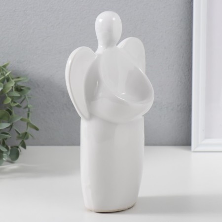 Ceramics candlestick per 1 candle "Angel" d = 3.5 cm white 14x9.5x25 cm-2