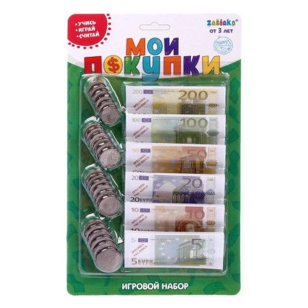 Toy game set "My purchases": coins, paper money (Euro)-1