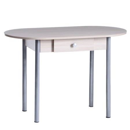 Oval table with an economy box, 1100x600x750, gray metallic/ash shimo bright