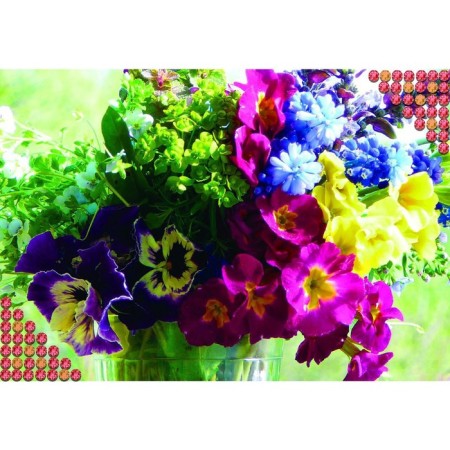 Diamond mosaic with full filling on the canvas "Bouquet", 22 x 32 cm-1