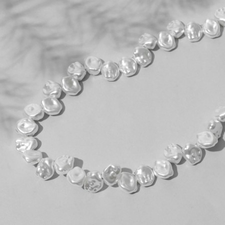 Plastic beads on the “Pearls” threads 1.2 × 1 × 0.5 cm, (set 120 pcs.), White color-2