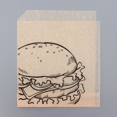Paper corner with a drawing "Burger" Kraft, 17 x 14 cm-1