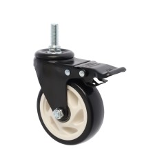Wheel furniture tundra, d = 100 mm, rotary, with a foot 10x25 mm, with a brake, black