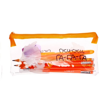 Penal soft, 1 compartment, 95 x 205 mm, flat, with filling 9 items, calligrata "geese-gushi", universal-1