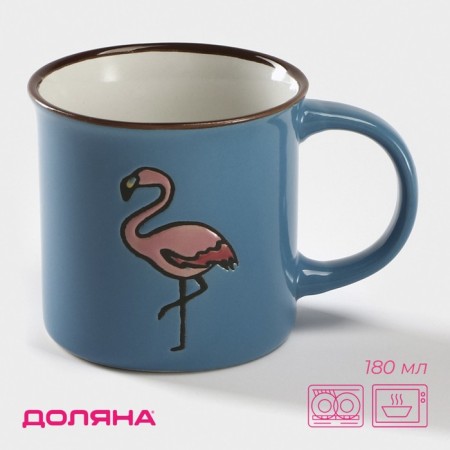 Mug ceramic shade "Flamingo", 180 ml, blue color