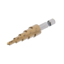 Drill step tundra, HSS, tin, hexagonal shank, 4 - 12 mm