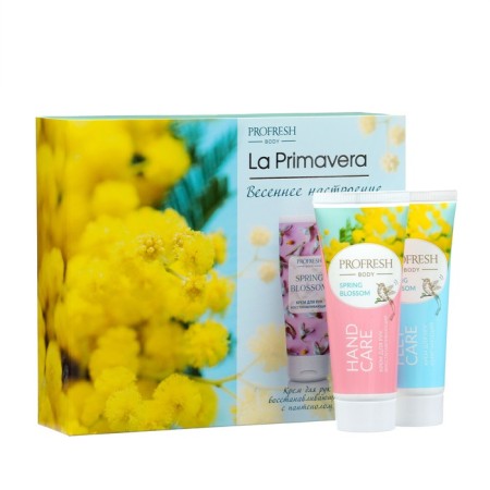 Gift set La Primavera "Mimosa": hand cream, 75 ml + legs cream, 75 ml
