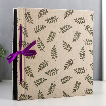 Photo album in 800 photos 10x15 cm "Green branches" Textile, black sheets 5x33x36 cm