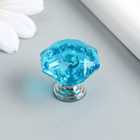 Handle for the casket Metal "Crystal blue-green" silver 2.6x2.6x2.4 cm-1