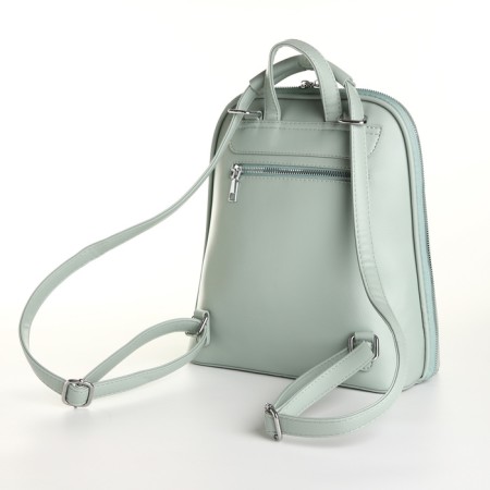 City backpack made of artificial leather with lightning, green color-3