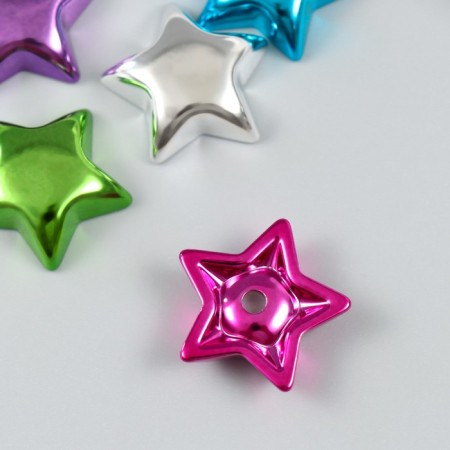 Busina Plastic with the undeveloped hole "Glossy metallic star" mix 2.5x2.5x0.7 cm-2