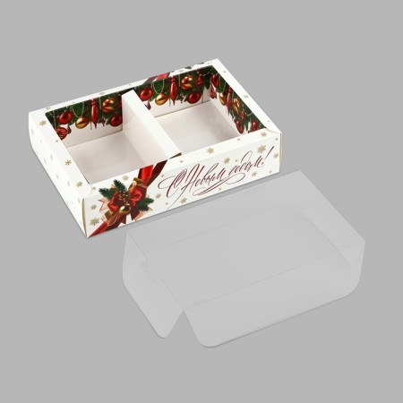 Folding box with a plastic lid “Happy New Year!”, 16.5 x 11 x 4 cm, New Year-2