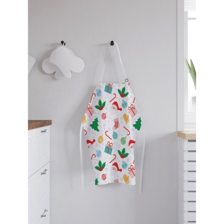 Apron kitchen with a photo print "Santa in the snow", adjustable, size OS