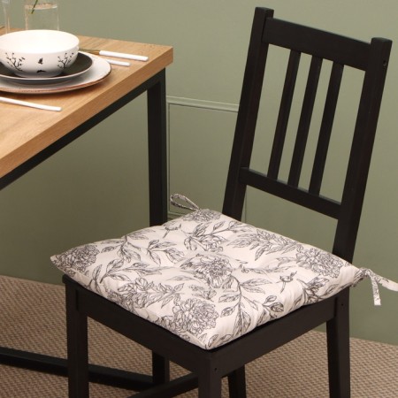Siddle on the chair Ethel "Black Flowers" 42x42cm, 100% cotton, 190 g/m2-3