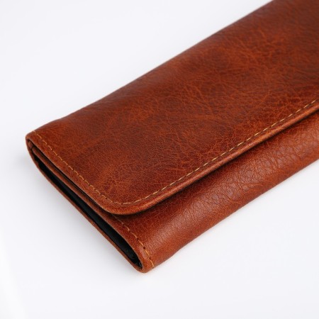 Women's wallet on the button, brown color-2