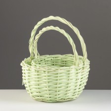 Set of baskets, d24x13/26 cm, d18x11/23 cm, 2 pcs, green, willow