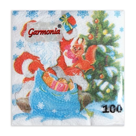 Paper napkins "Color Harmony", 24x24 cm 100 pcs, with a pattern "Santa Claus"-1