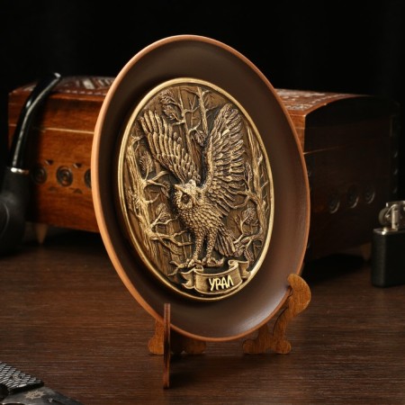 Souvenir "owl" plate, ceramics, gypsum, d = 16 cm-1