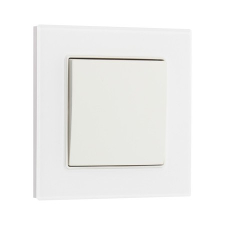 Tot Matte Glass switch, 10 a, 1 cl., Hidden, glass, white-1