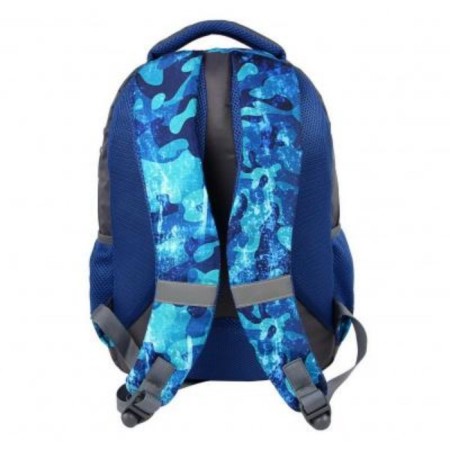 School backpack, textiles, luris print Camouflage blue, 30x17x44 cm-3