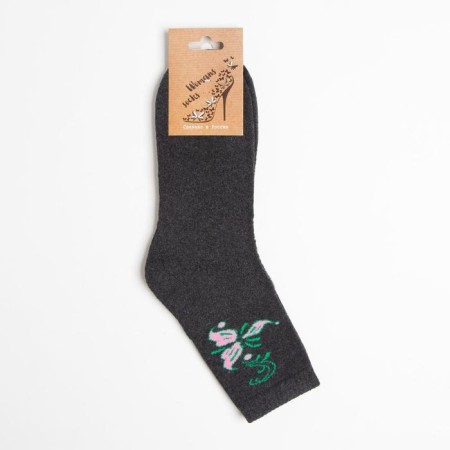 Women's socks with a terry follow, the color is gray, size 25-3