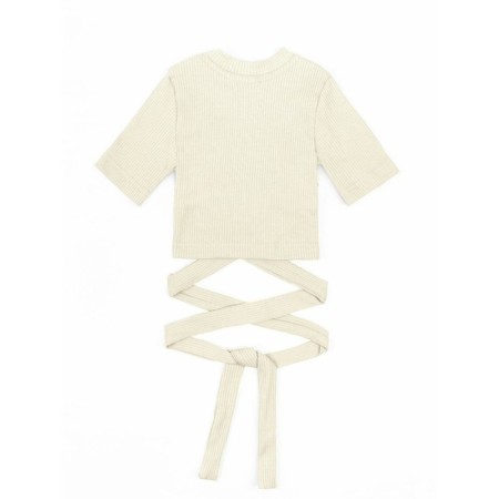 TOP for a girl with short sleeves on Generation ties, height 146 cm, milk color-8