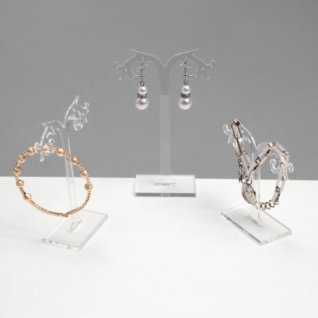 Starrings for earrings openwork, set of 3 pcs., H = 8.5, 10, 12 cm, the color is transparent-2