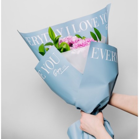 Flower film Two -way Packaging "Love You", Blue, 56 x 56 cm-6