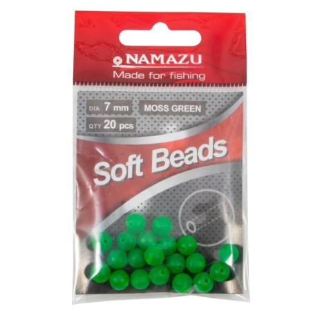 Feeder bead Namazu Soft Beads, PVC, D = 7 mm, round, dark green 20 pcs.-1
