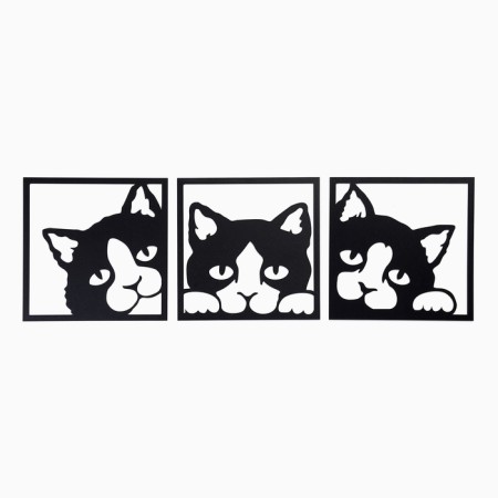 Decoration wall for the interior, panel on a wall of wood "cat", 3 modules 34 x 34 cm-3