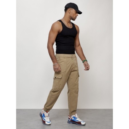 Cargo jeans men, size 44-46, beige color-4