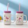 Ceramic mug with a metal lid and pipe "Flamingo", 450 ml, color mix