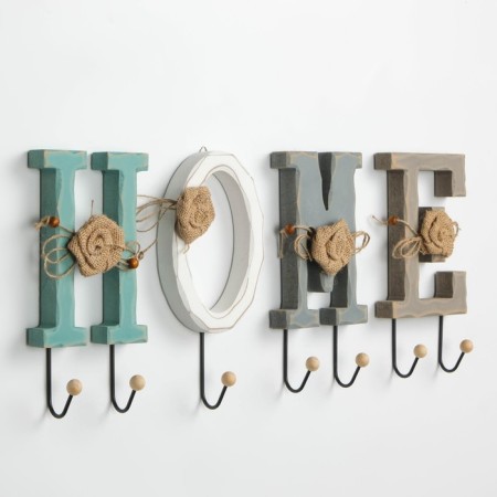 Decorative clothing hooks "Home", a letter with a hook 26 x 12 cm-3