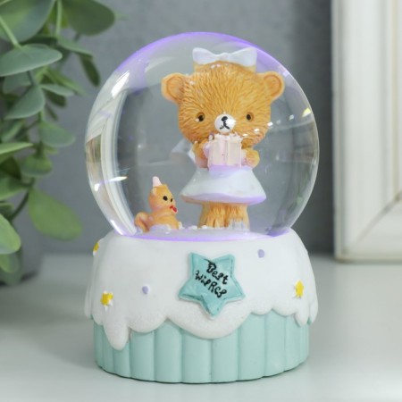 Souvenir Polystone Water Ball Light "Festive Bear" mix 6x6x8.5 cm-4