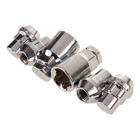 Secretary nuts SkyWay, M12x1.50 32mm, Closed cone, 5 ray, 2 cl, chromium, set 4 pcs-1