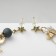Earrings with pearls "Japan" stork and stars, colored in gold