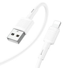 Hoco X83, Lightning cable - USB, 2.4 A, 1 m, transmission of the Dnanny, PVC, white