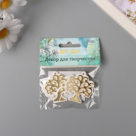 Decor for creativity wood, plastic "tree" Mirror set 2 pcs 4.1x4.8 cm-3