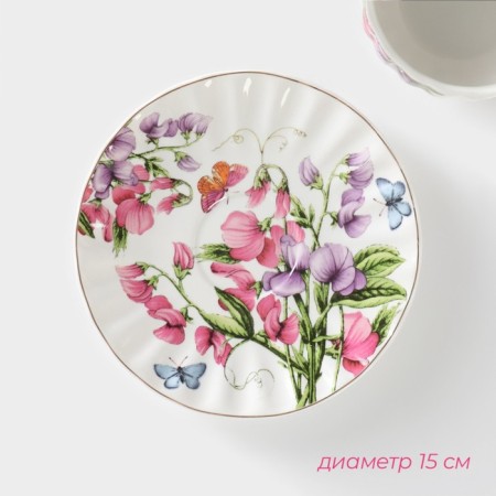 Set of tea ceramic shade "Bells", 4 items: a cup 250 ml, saucer d = 15 cm-4