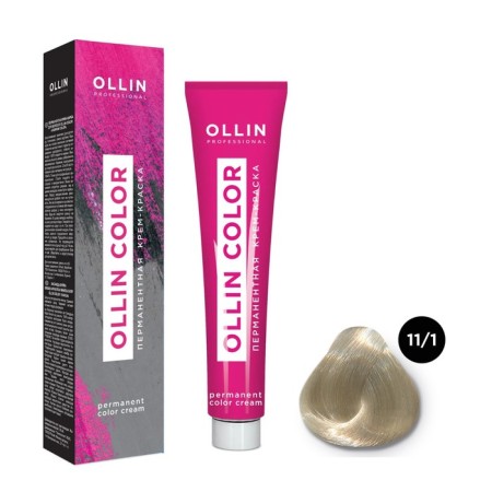 Cream-coloring hair permanent OLLIN Professional Color, tone 11/1 Special Blond ash, 60 ml