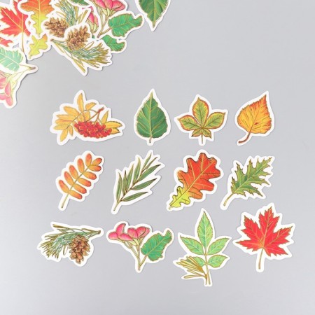 Stickers for creativity "leaves" embossing gold set 48 pcs 9x7x0.8 cm