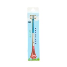 Toothbrush is bilateral, silicone bristles, a scraper for cleaning the tongue, blue