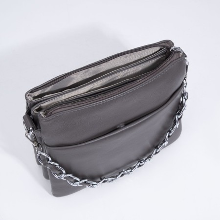 Bag Cross-Bodi with a zipper, gray color-6
