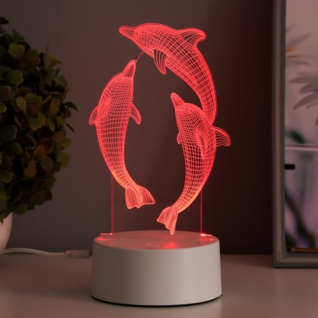 Sensor Lamp "dolphins" LED 7 USB colors/from batteries white RISALUX-4