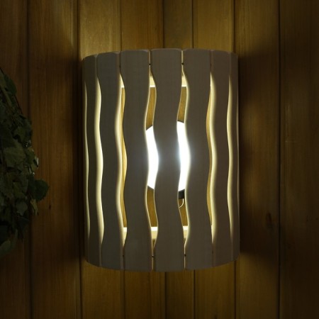 A wooden lampshade, semicircular "flame"-1