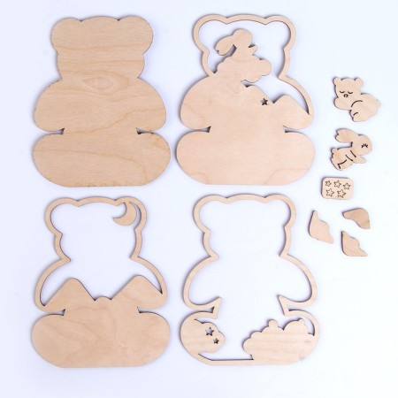Wood painting "Bear", photo frame-4