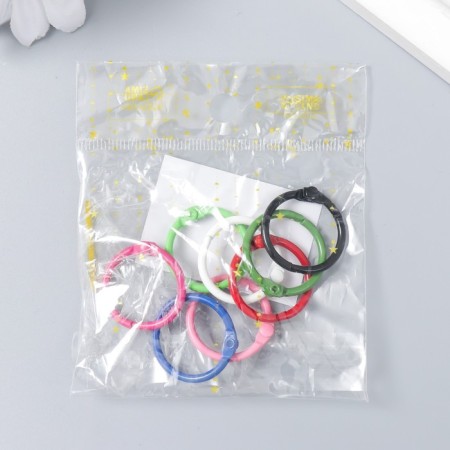 Ring for creativity (for photo albums) "Color" MIX int. D = 2 cm external. D = 2.4 cm set 8 pcs 91494-4