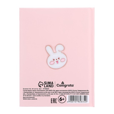 Notepad A6, 64 sheets in the cage "Bunnies and ducks", hard cover, glossy lamination, offset unit-4